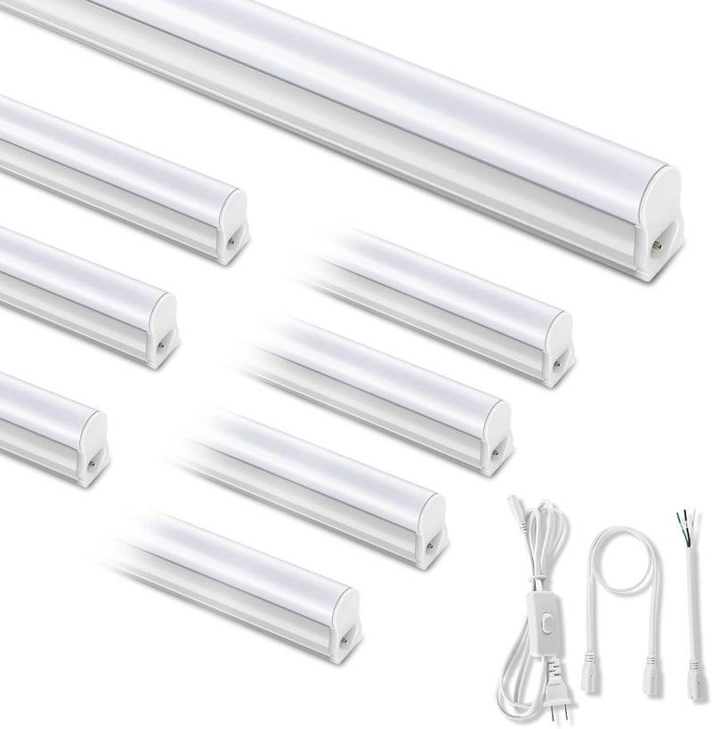 SUNLINKCO (8 Pack) Upgraded 4FT T5 LED Integrated Fixture, 6500K,20W,2300LM(Super Bright White) Linkable LED Shop Light,Garage Ceiling and Cabinet Light,Strip Light,Corded Electric with ON/Off Switch - Image 1